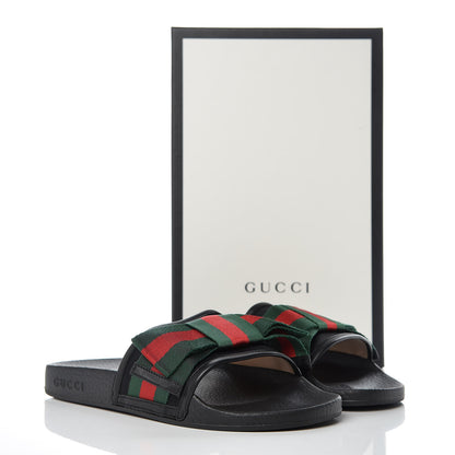 Gucci Satin Web Bow Slide Sandals 38 Black 10 of 10