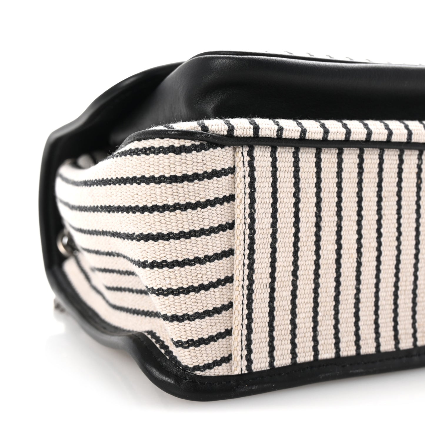 Cotton Canvas Striped Vintage Calfskin Monogram Medium Niki Chain Satchel Grey Cream Black