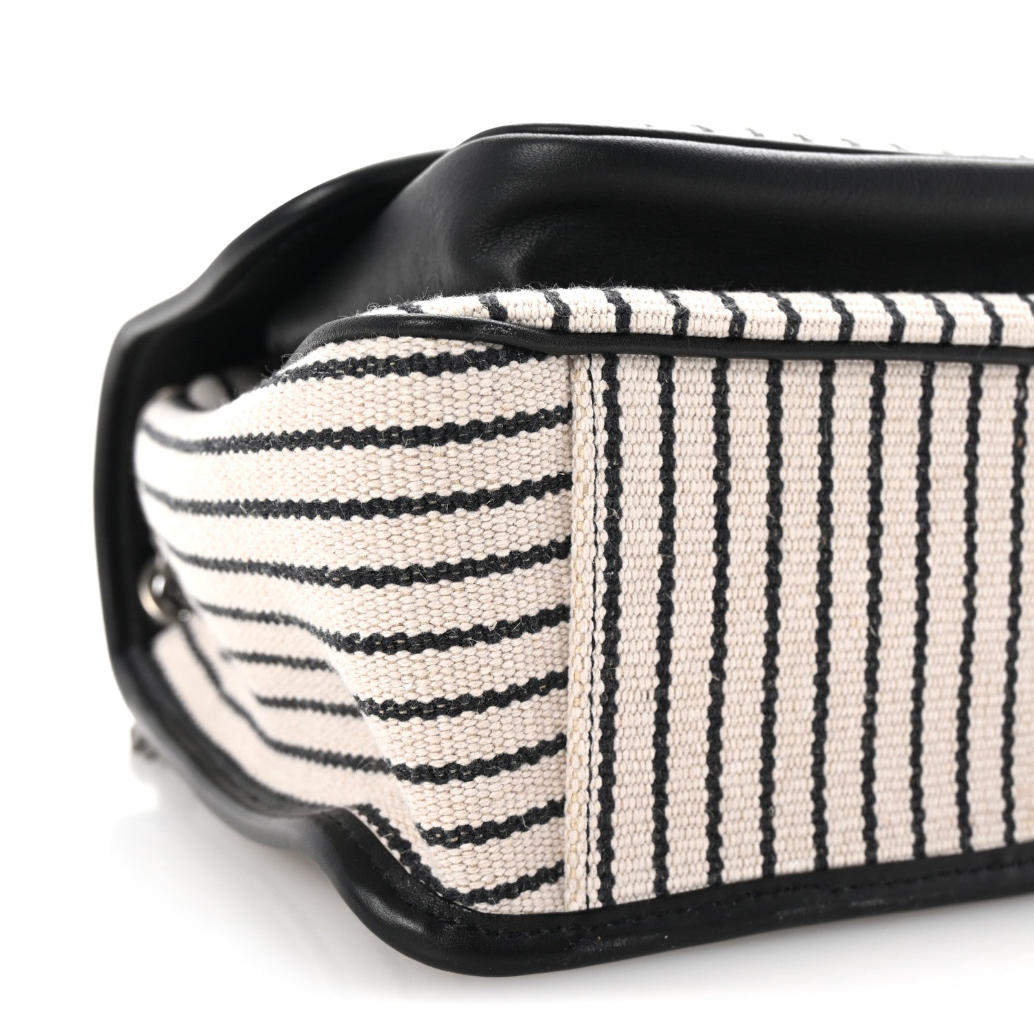 Saint Laurent Cotton Canvas Striped Vintage Calfskin Monogram Medium Niki Chain Satchel Grey Cream Black 8 of 9