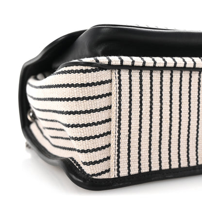 Saint Laurent Cotton Canvas Striped Vintage Calfskin Monogram Medium Niki Chain Satchel Grey Cream Black 8 of 9