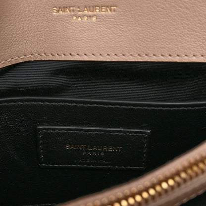 Saint Laurent Sheepskin Matelasse Chevron Monogram Medium College Bag Dark Beige 7 of 10