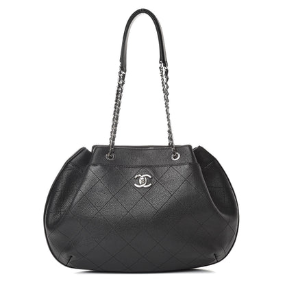 Chanel Grained Calfskin Stitched Accordion Shoulder Bag Black 1 of 14