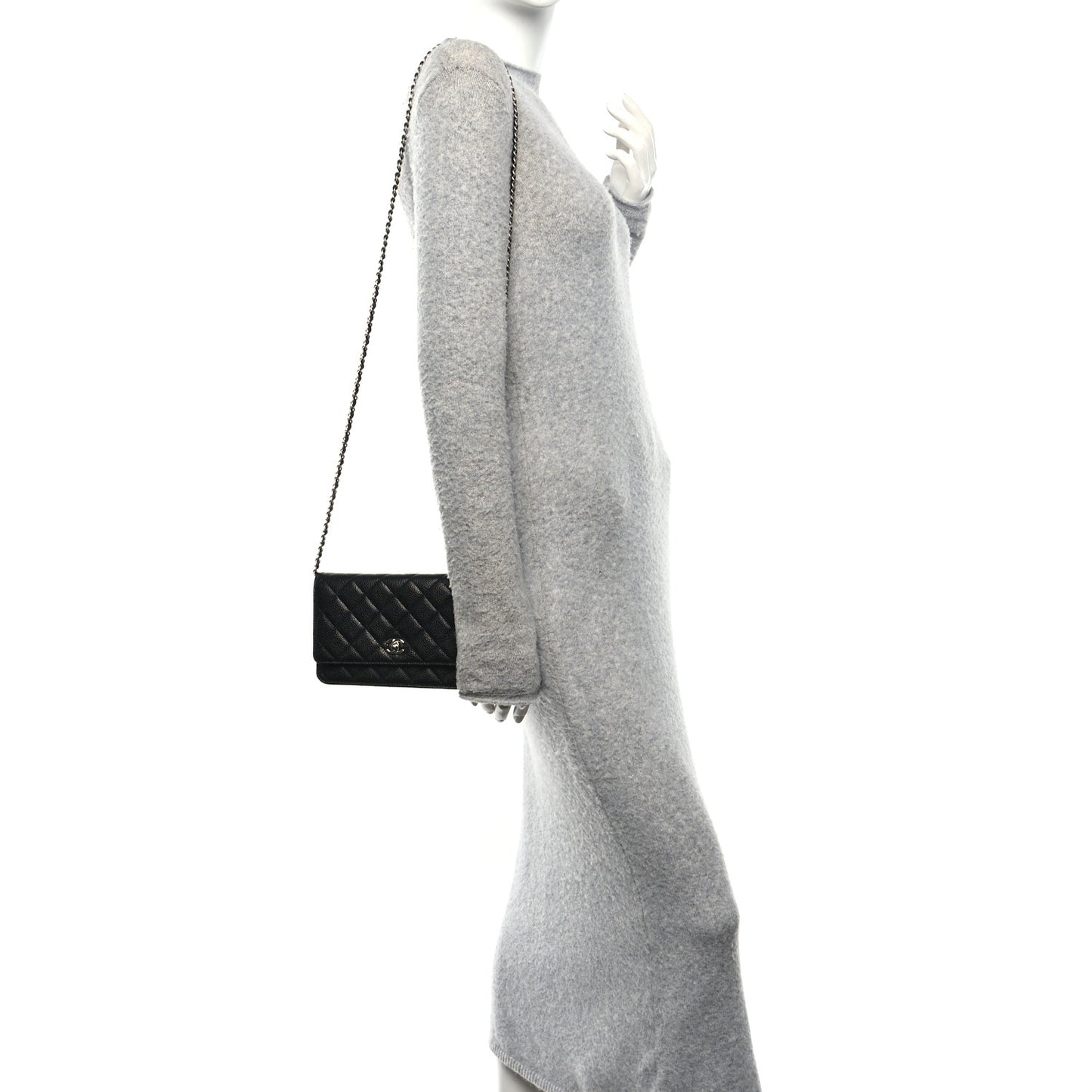 Caviar Quilted CC Turnlock Wallet On Chain WOC Black