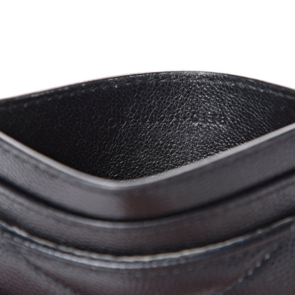 Saint Laurent Grain De Poudre Matelasse Chevron Monogram Credit Card Case Black 6 of 9