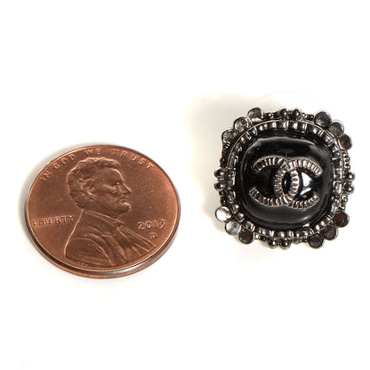 Chanel Ruthenium Enamel CC Earrings Black 2 of 4