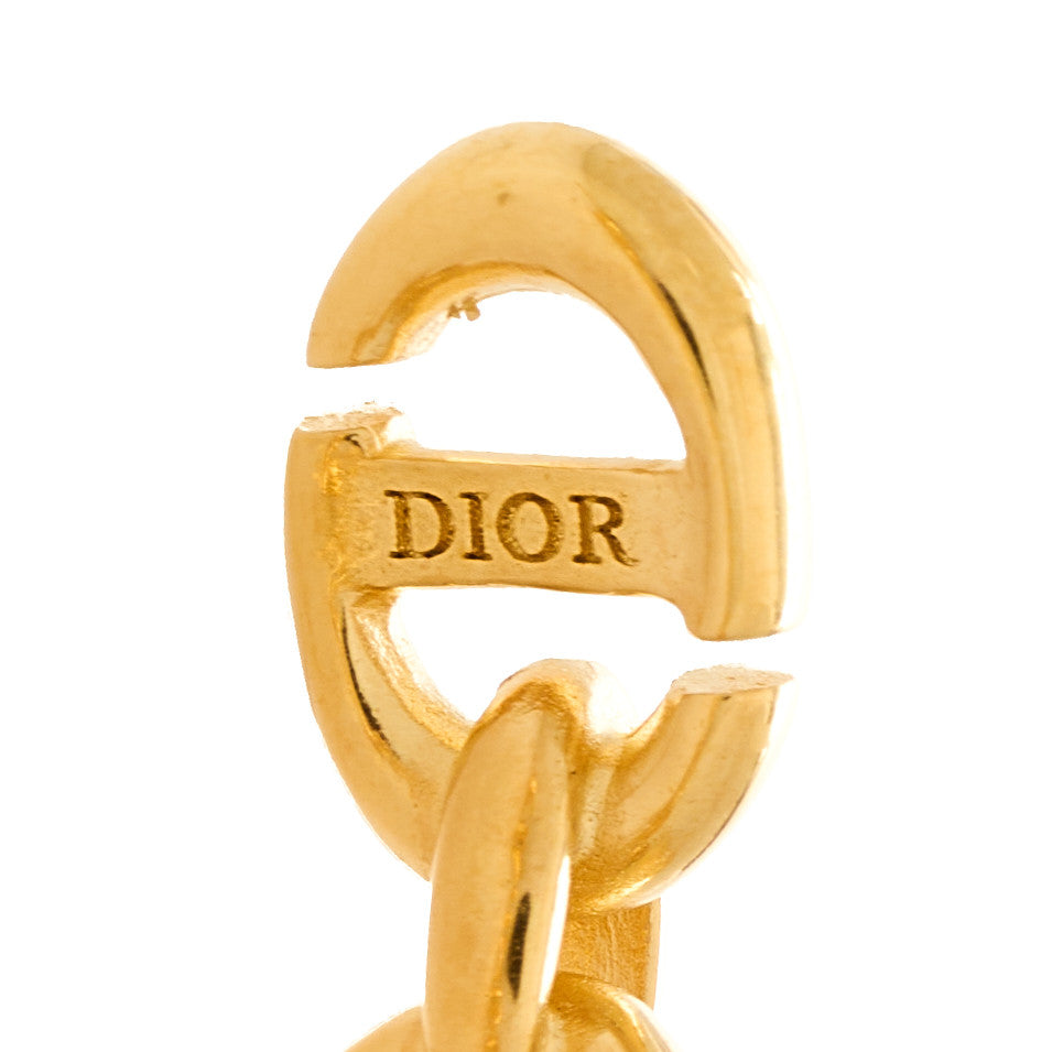 Christian Dior CHRISTIAN DIOR Metal Hoop Earrings Aged Gold 4 of 5