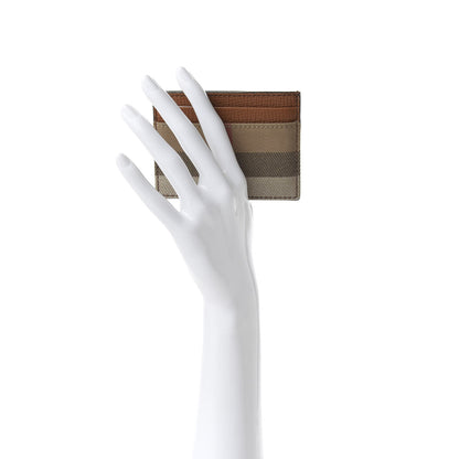 Burberry Grainy Calfskin House Check Sandon Card Case Tan 2 of 8