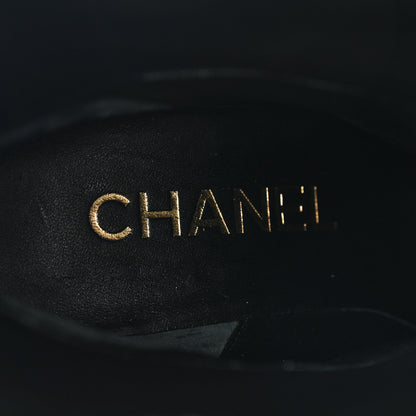 Chanel Wool Tweed Calfskin Cap Toe High Boots 38.5 Black Multicolor 8 of 10