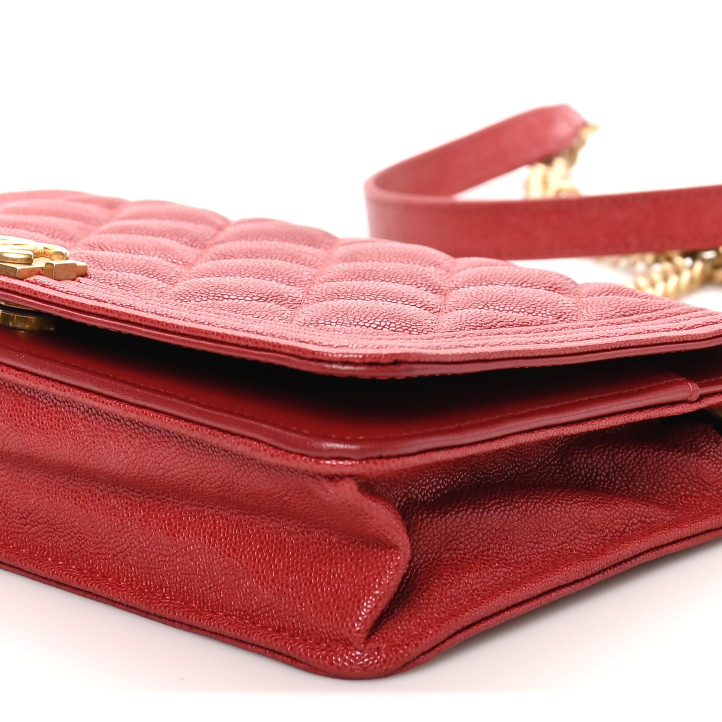 Caviar Quilted Boy Wallet On Chain WOC Red