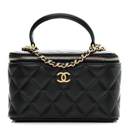 Chanel Lambskin Quilted Small Top Handle Vanity Case With Chain Black 1 of 11