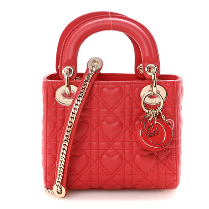 Christian Dior Calfskin Cannage Dioramour Mini Lady Dior Bag Bright Red 1 of 10