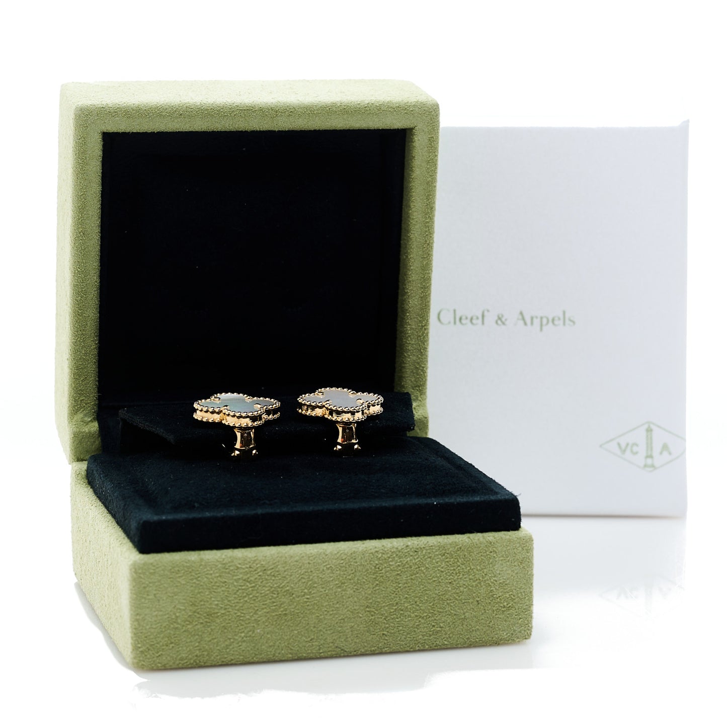 18K Yellow Gold Mother of Pearl Vintage Alhambra Earrings