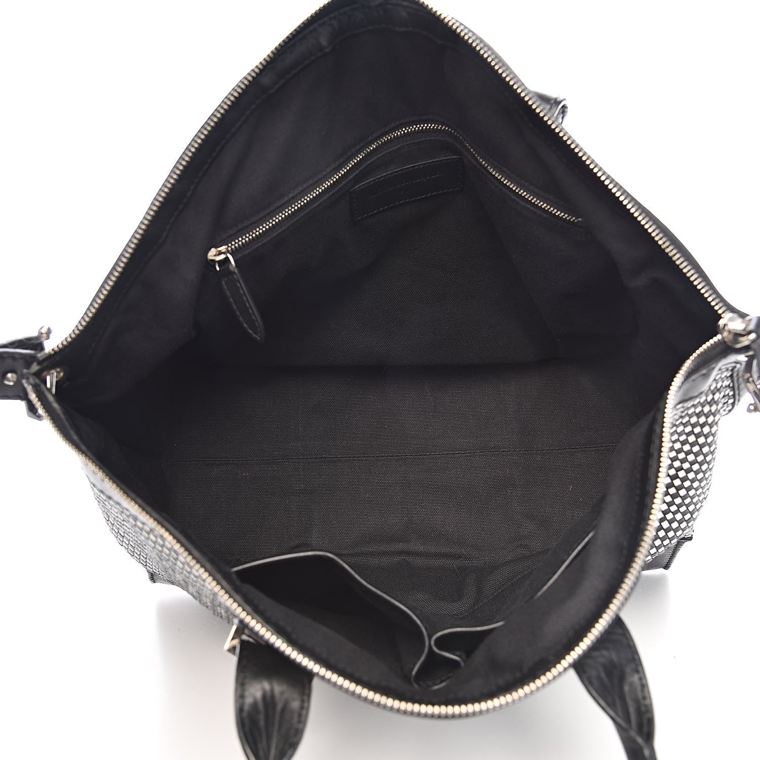 Alexander McQueen Soft Calfskin Woven Medium Legend Tote Black White 5 of 11