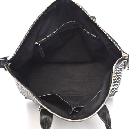 Alexander McQueen Soft Calfskin Woven Medium Legend Tote Black White 5 of 11