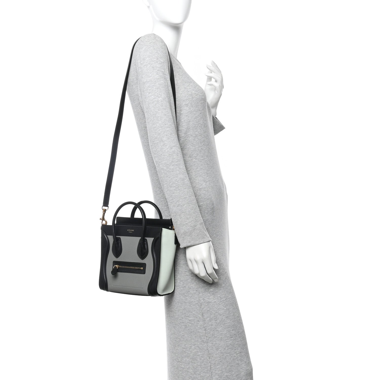Celine Baby Grained Calfskin Nano Tri-Color Luggage Zinc Almond 2 of 9