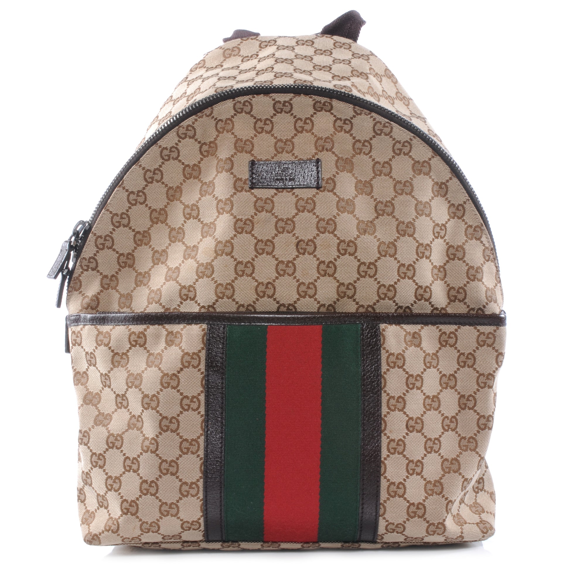 Gucci GG Monogram Web Medium Classic Backpack Brown 1 of 7