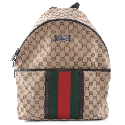 Gucci GG Monogram Web Medium Classic Backpack Brown 1 of 7