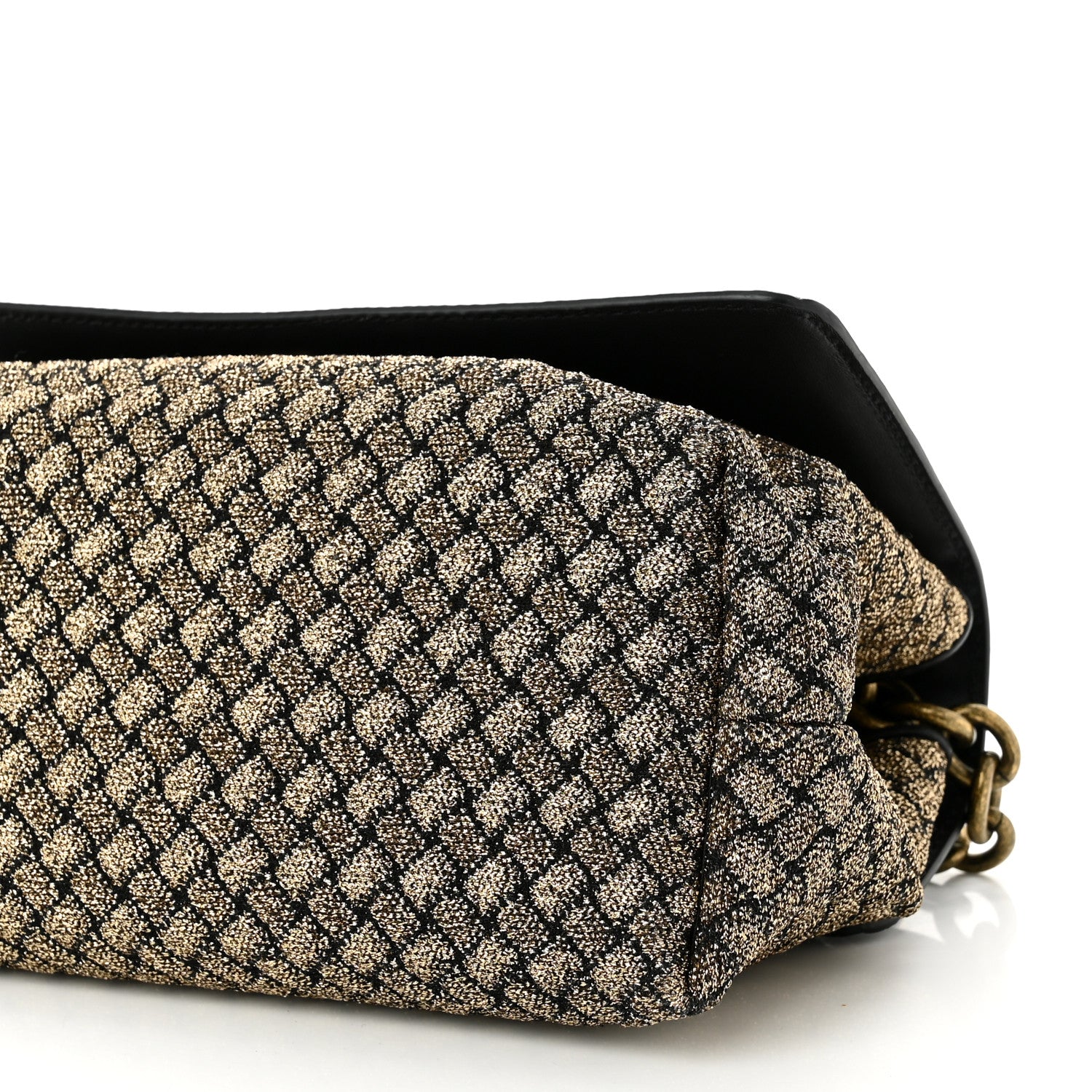 Bottega Veneta Metallic Wool Woven Patent Ayers Olimpia Knot Gold Black 10 of 10