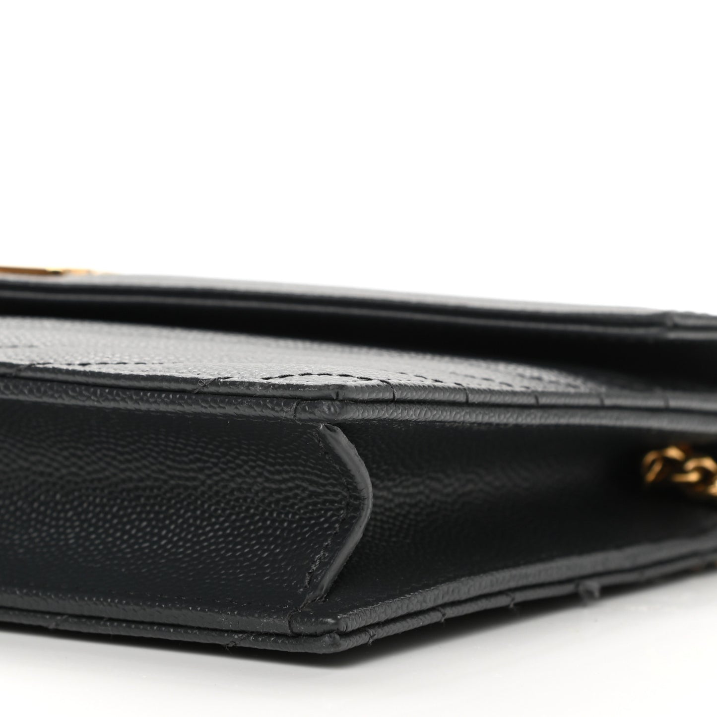 Grain De Poudre Matelasse Chevron Monogram Envelope Chain Wallet Dark Smog