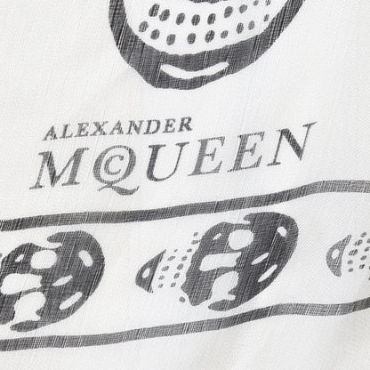 Alexander McQueen Silk Chiffon Skull Scarf Ivory Black 4 of 5