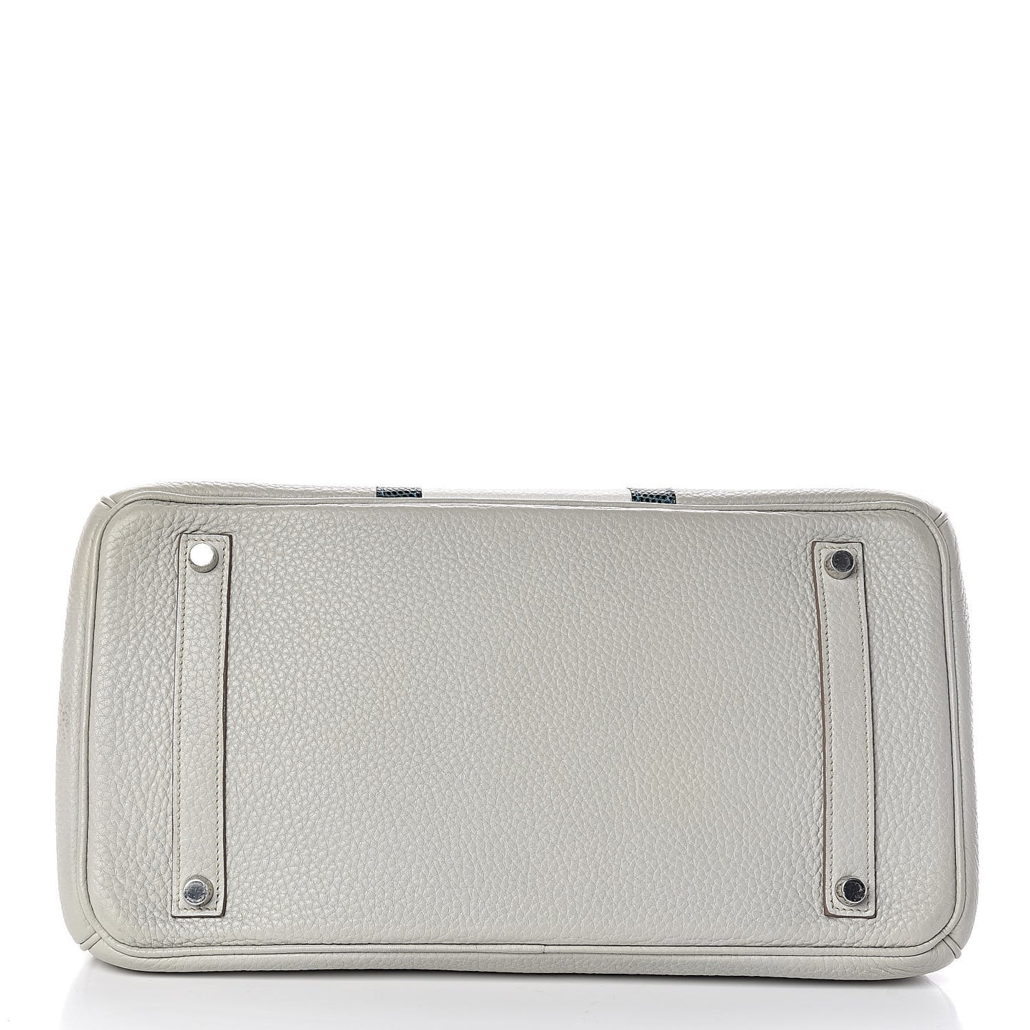 Taurillon Clemence Lizard Club Birkin 35 Gris Perle White Mykonos