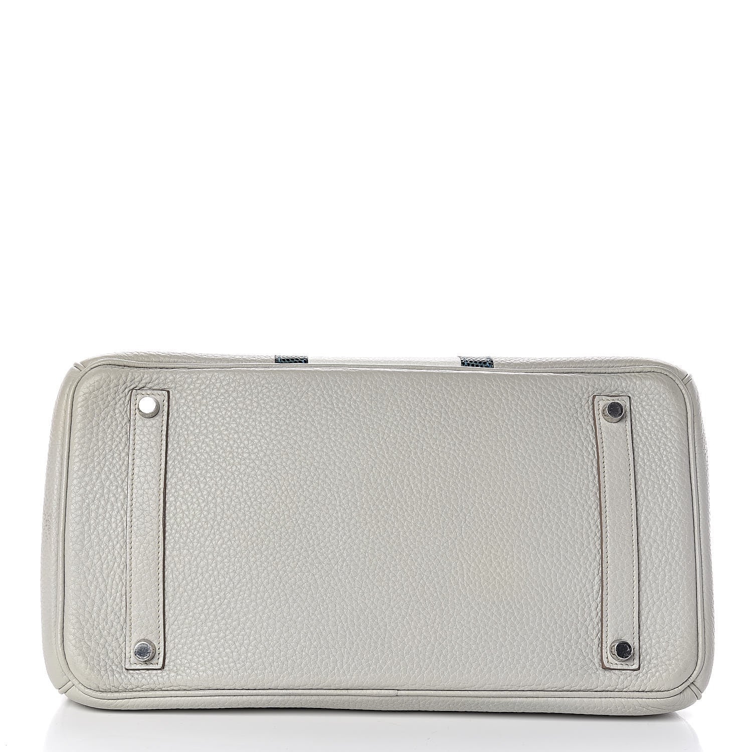 Hermes Taurillon Clemence Lizard Club Birkin 35 Gris Perle White Mykonos 8 of 39