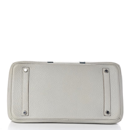 Hermes Taurillon Clemence Lizard Club Birkin 35 Gris Perle White Mykonos 8 of 39