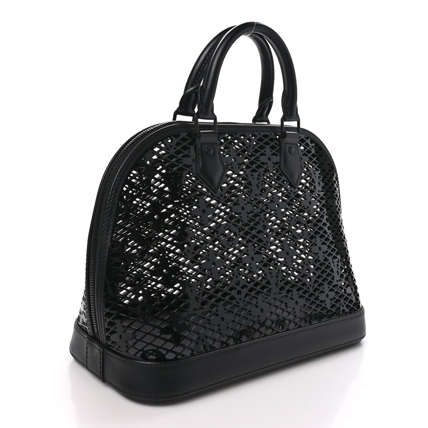 Patent Calfskin Laced Monogram Alma PM Black