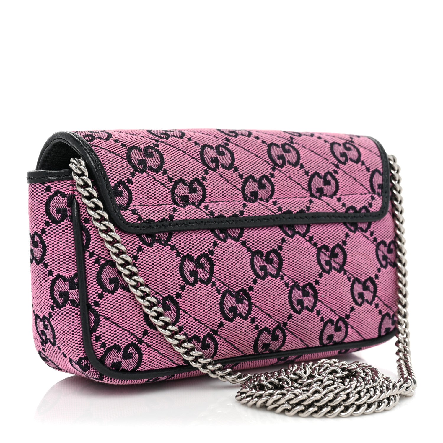 Gucci Monogram Multicolor Matelasse Diagonal Super Mini GG Marmont Shoulder Bag Pink Blue 3 of 10