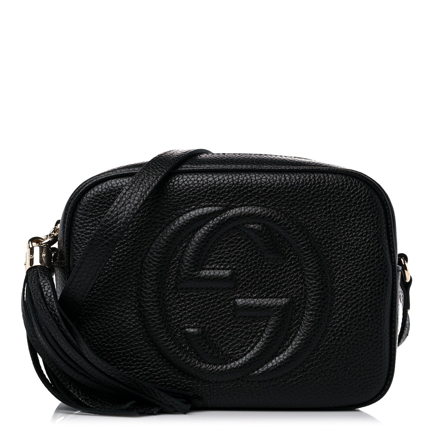 Pebbled Calfskin Small Soho Disco Bag Black