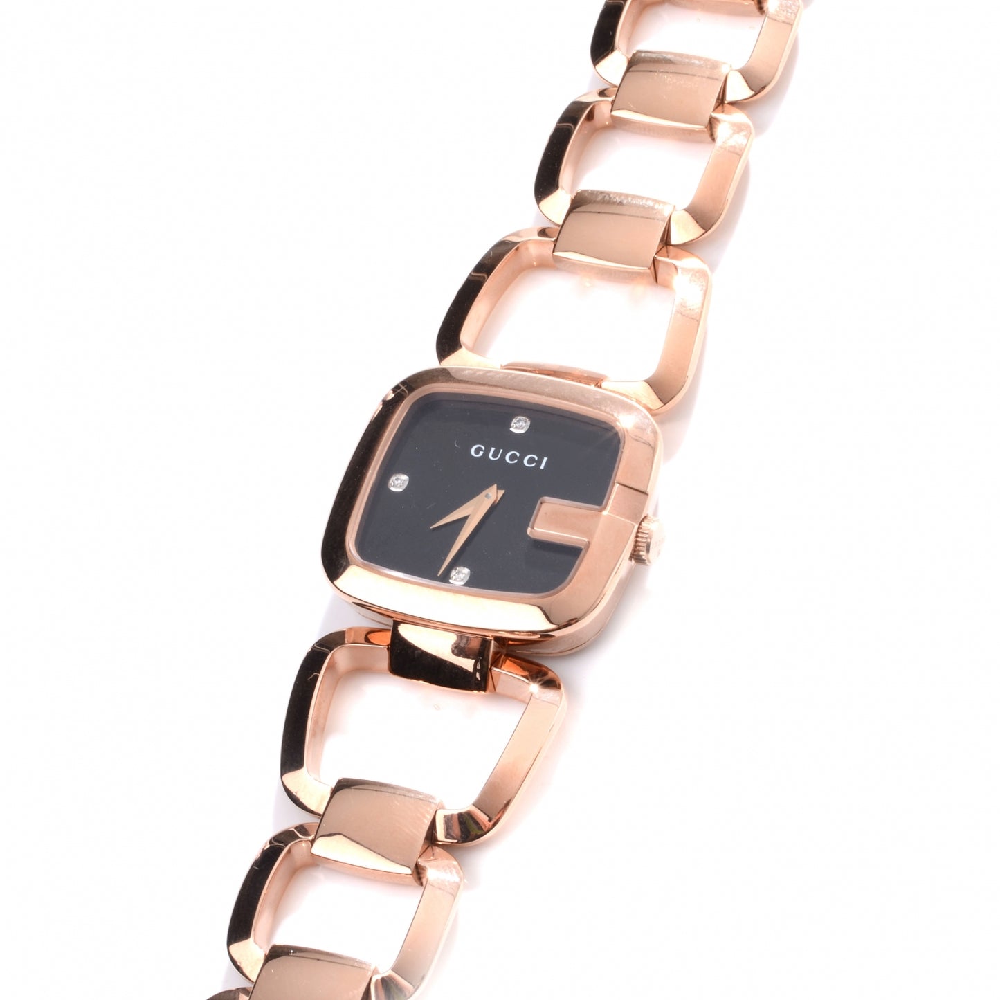 Stainless Steel Diamond 24mm G-Gucci Square Quartz Watch Rose
