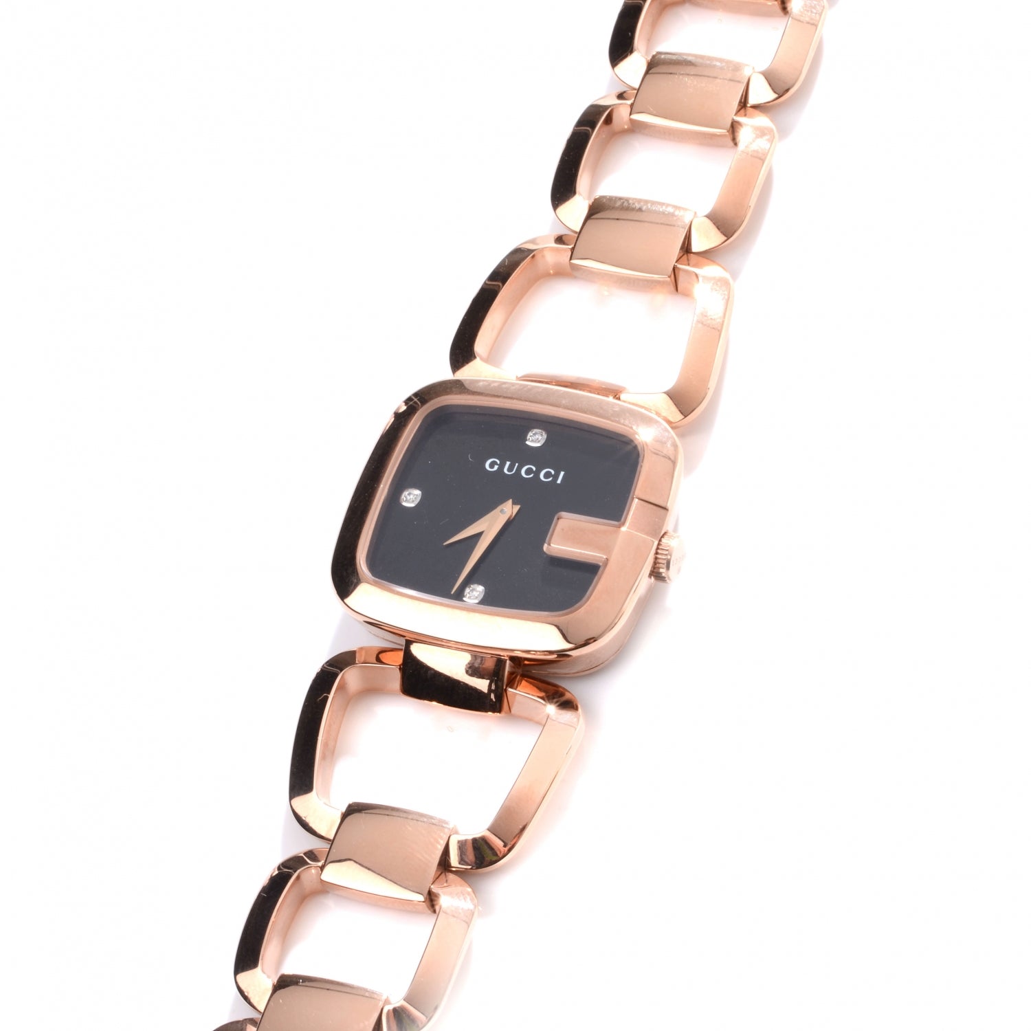 Gucci Stainless Steel Diamond 24mm G-Gucci Square Quartz Watch Rose 3 of 4