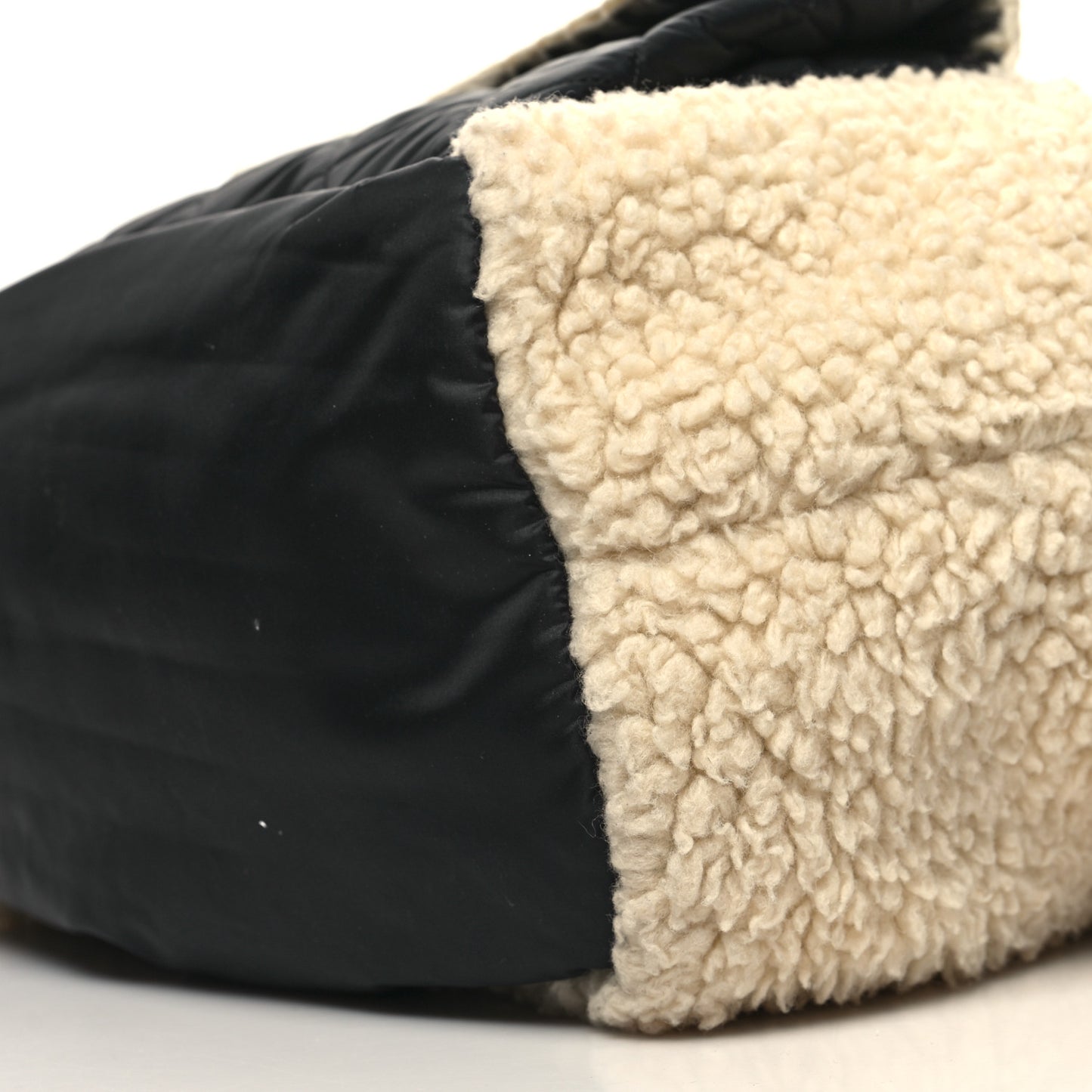 Wool Nylon Quilted Coco Neige Tote Black Ecru