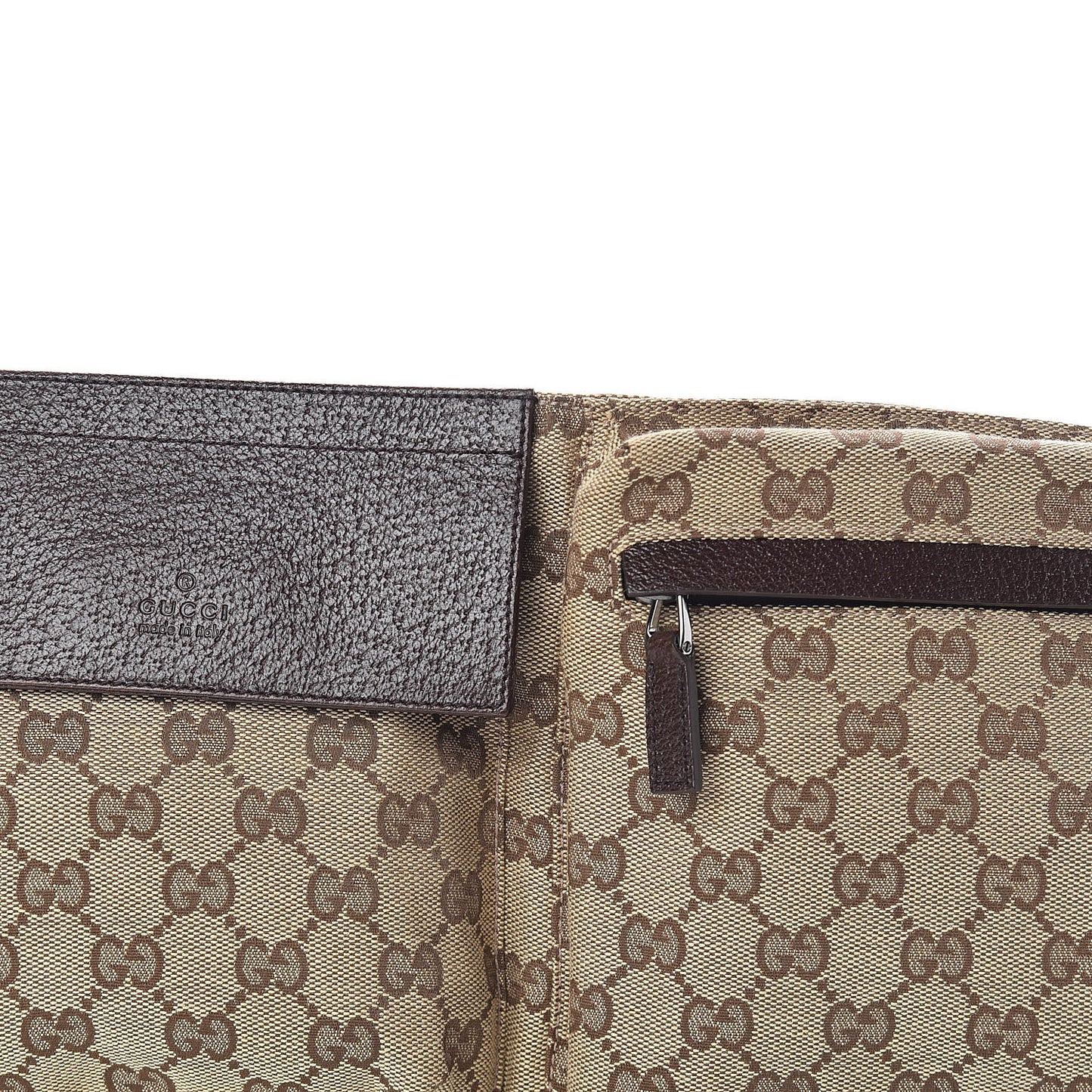GG Monogram Web Double Pocket Belt Bag Dark Brown