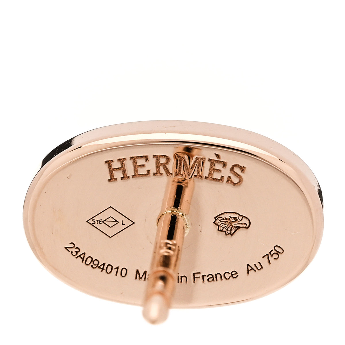 Hermes 18K Rose Gold Diamond Chaine d'Ancre Contour Stud Earrings 4 of 4