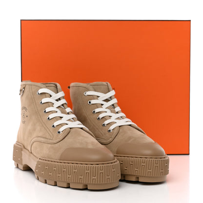 Hermes Suede Goatskin Itineraire Ankle Boot 40 Beige Argile 8 of 8