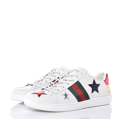 Gucci Calfskin Ayers Web Star Embroidered Womens Ace Sneakers 40 White Multi 3 of 10
