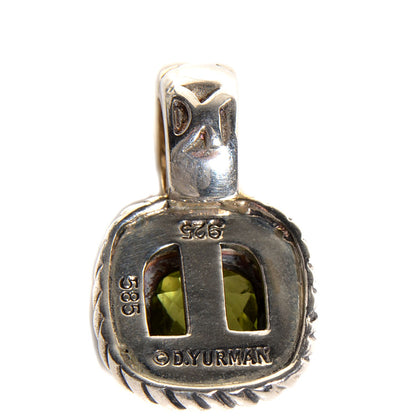 David Yurman Sterling Silver 14K Yellow Gold Peridot 7mm Albion Enhancer Pendant 3 of 4