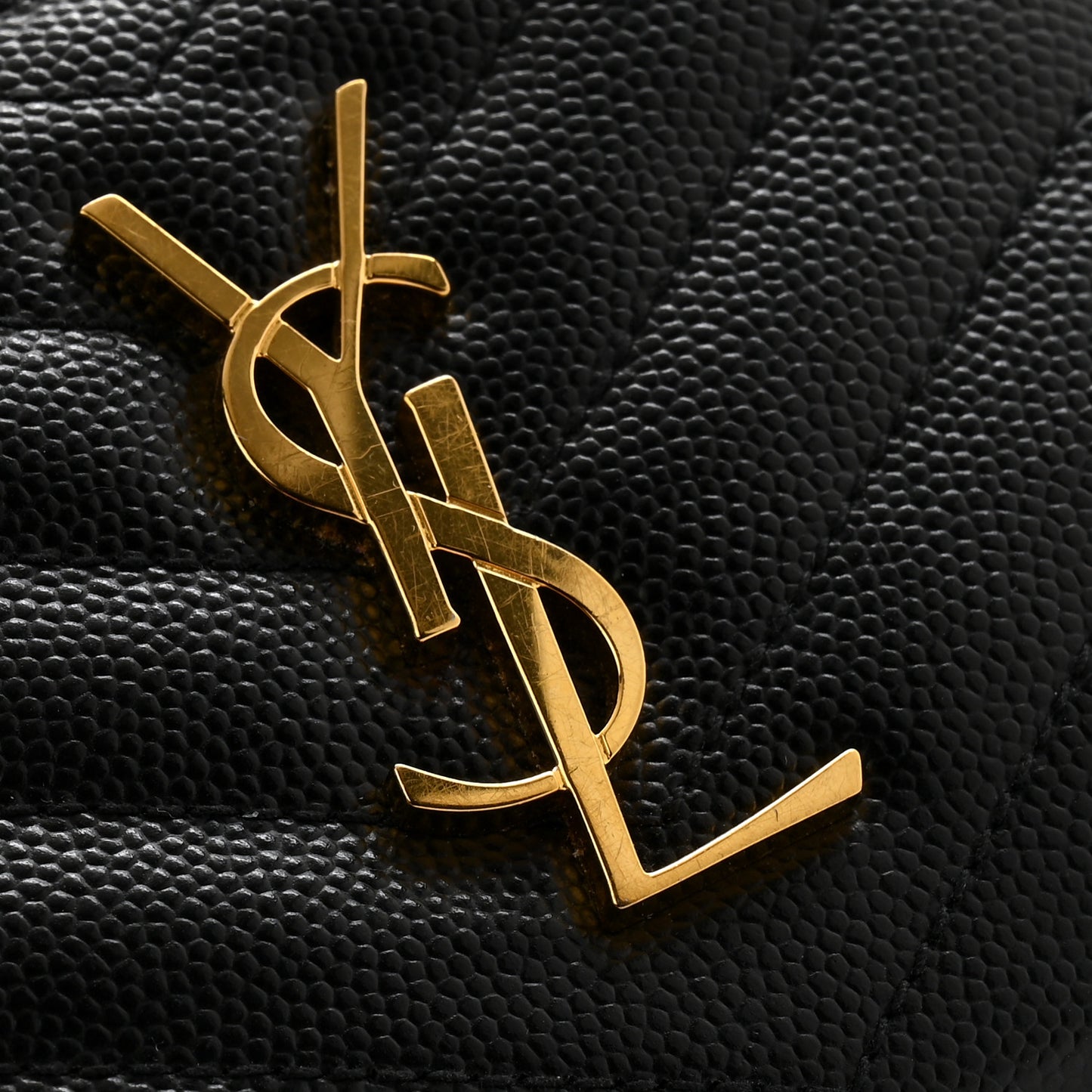 Grain De Poudre Matelasse Chevron Monogram Compact Zip Around Wallet Black