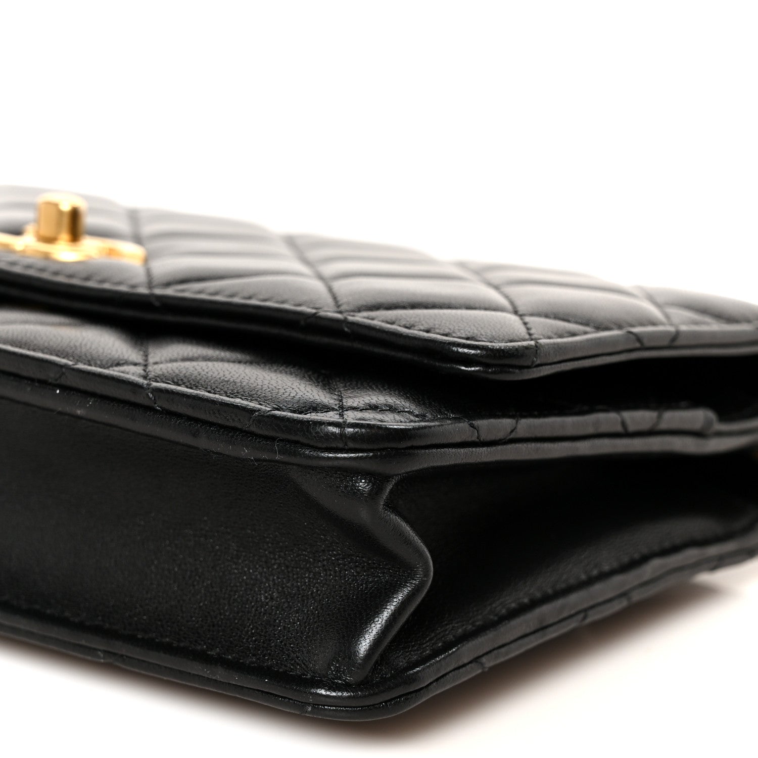 Chanel Lambskin Quilted CC Pearl Crush Wallet on Chain WOC Black 11 of 11