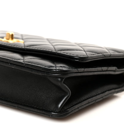 Chanel Lambskin Quilted CC Pearl Crush Wallet on Chain WOC Black 11 of 11
