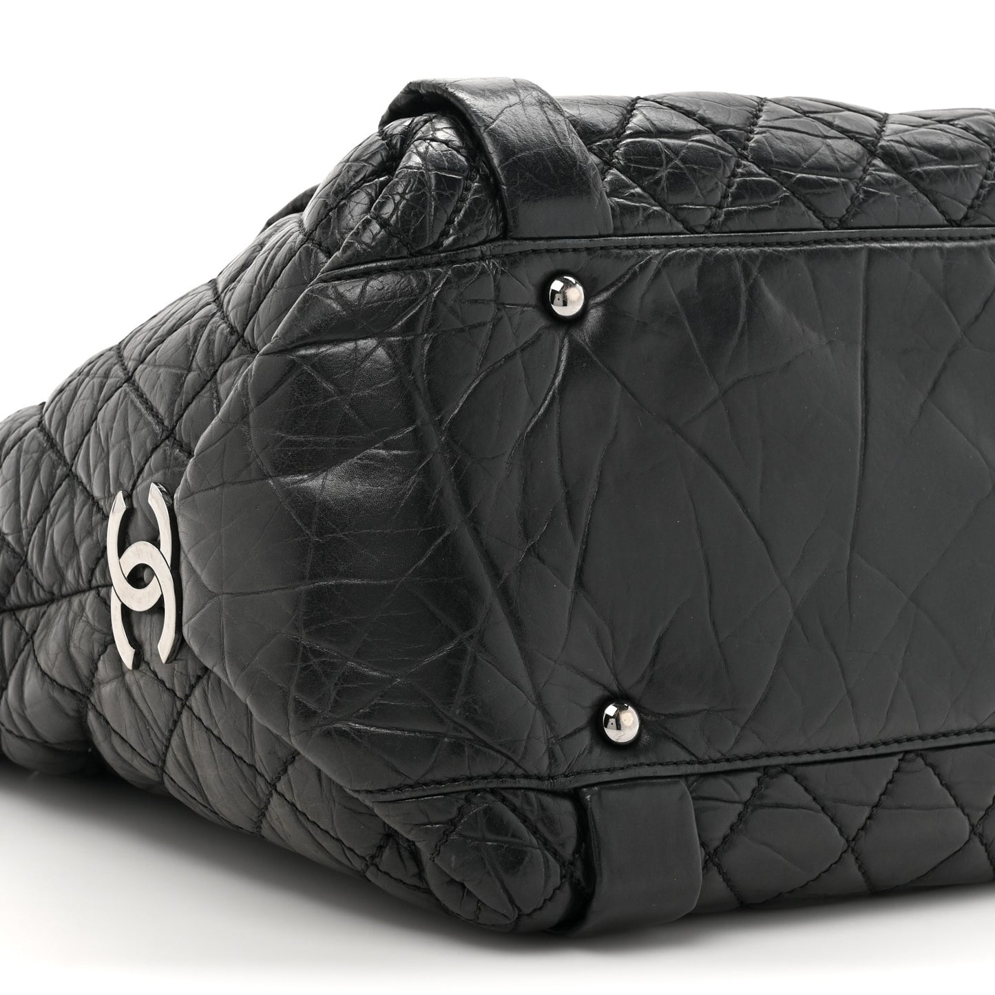 Aged Calfskin Vintage Ligne Lady Braid Tote Black