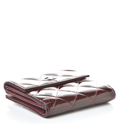 Chanel Patent Quilted Compact French Flap Wallet Dark Red 4 of 11