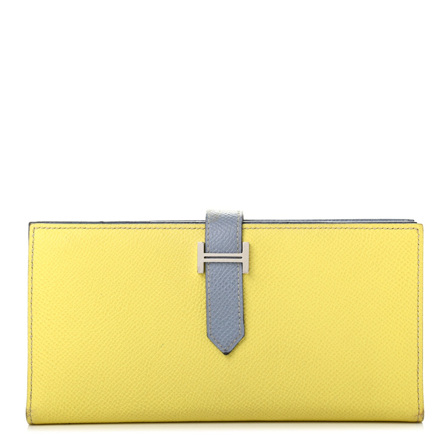Hermes Epsom Bi-Color Bearn Gusset Wallet Lime Bleu Lin 1 of 8