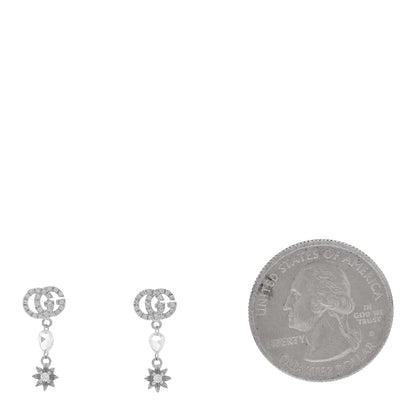 Gucci 18K White Gold Diamond Double G Flower Drop Earrings 2 of 6