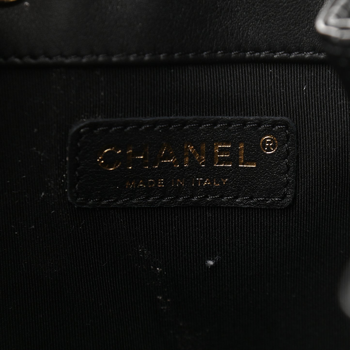 Lambskin Quilted Chain Drawstring Bag Black
