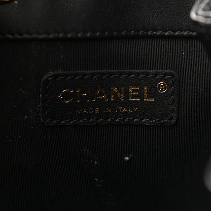 Chanel Lambskin Quilted Chain Drawstring Bag Black 6 of 10