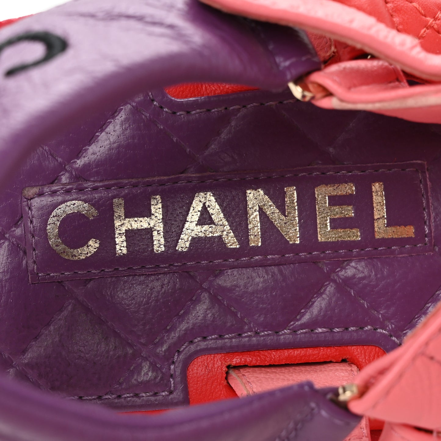 Lambskin Logo Platform Sandals 38 Red Purple Orange