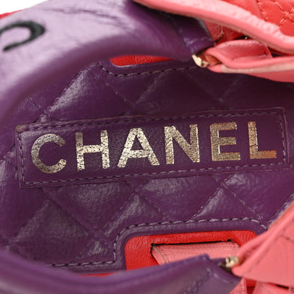 Chanel Lambskin Logo Platform Sandals 38 Red Purple Orange 8 of 11