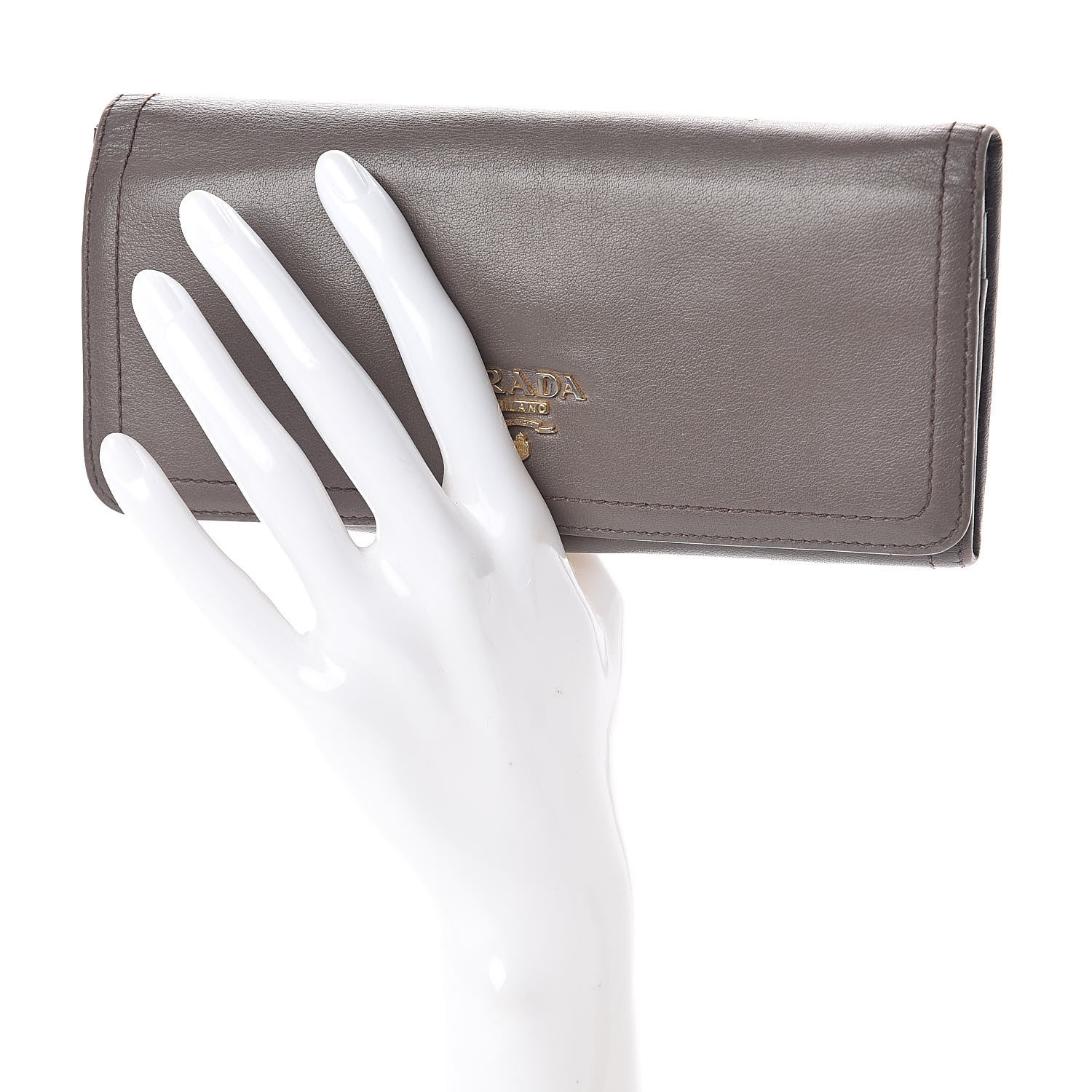 Prada Calfskin Continental Flap Wallet Argilla 2 of 6